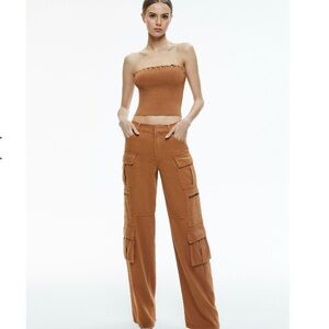Alice + Olivia Brown Wide Leg Cargo Pants